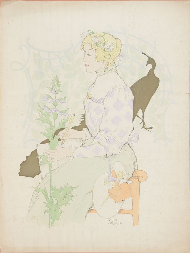 Emil Causé fin-de-siècle portrait — Lithographie, signée par l'artiste dans l'image.