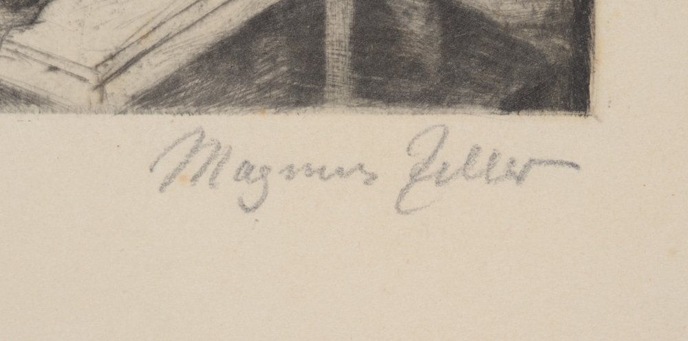 Magnus Zeller 'Cocain' etching 1924 — Signature of the artist bottom right in pencil.