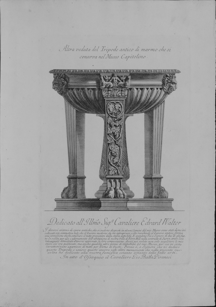 Giovanni Piranesi tripode antico — Gravure du début du 19me siècle