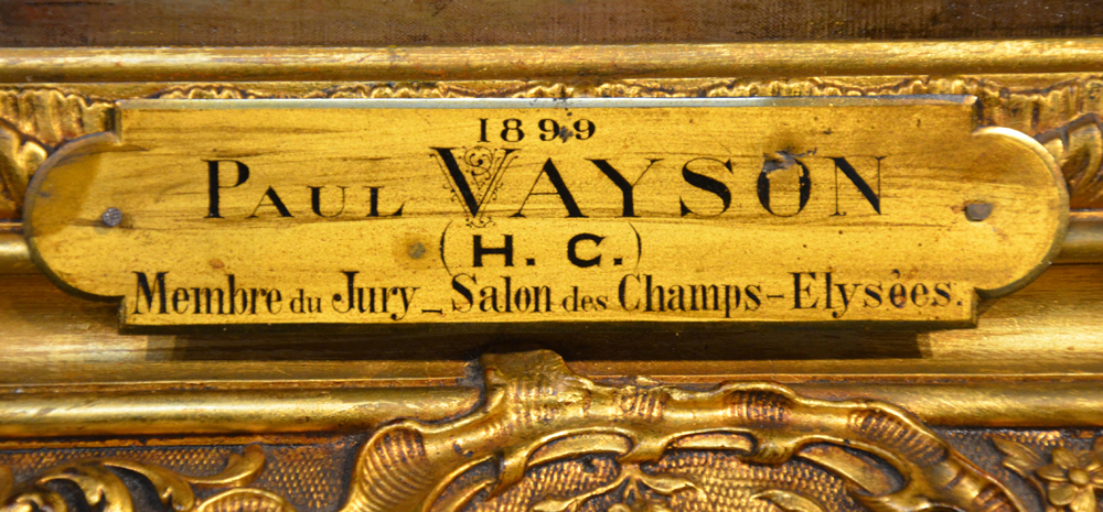 Paul Vayson — Label on the front of the frame