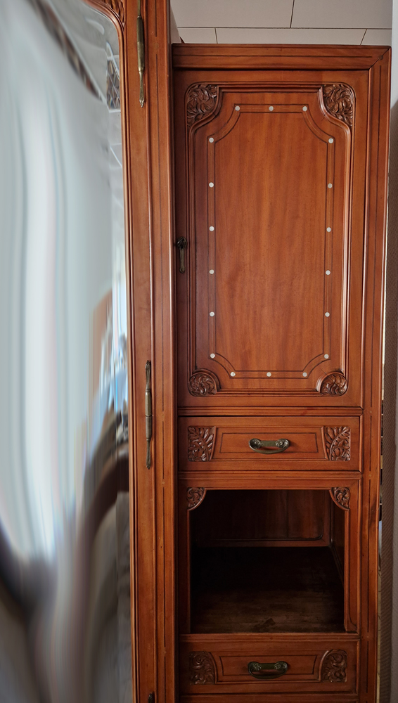 Georges Turck Armoire à glace à 3 corps Fougère 1907 — Detail of the side part of the wardrobe