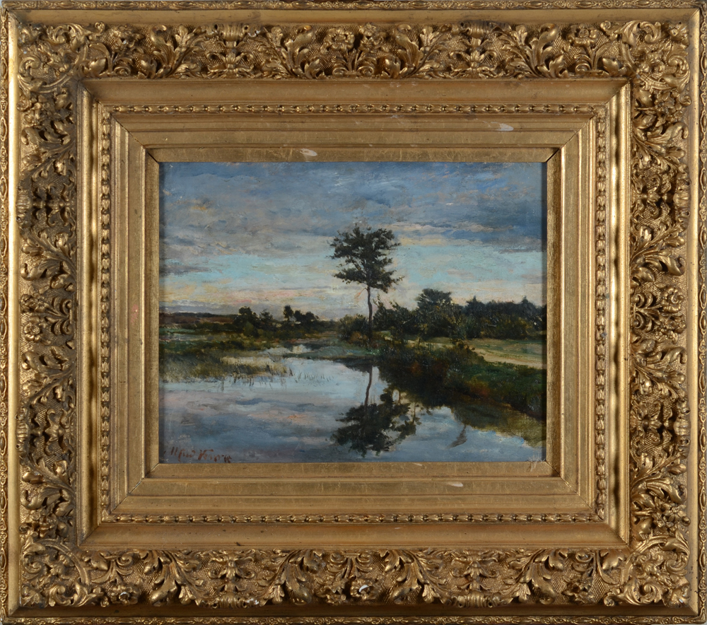 Alfred Verwee La Campine — Paysage à la Campine, huile sur toile impressioniste&nbsp;