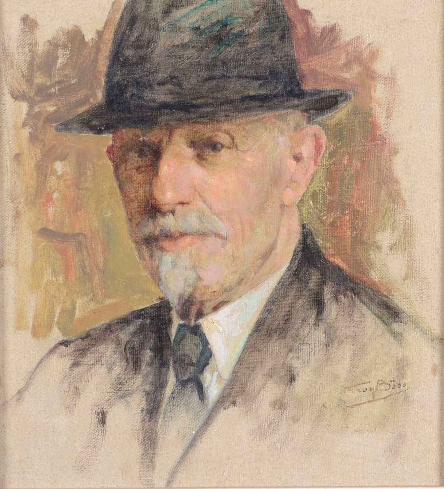Prosper Böss — rare autoportrait du peintre, huile sur toile signée.