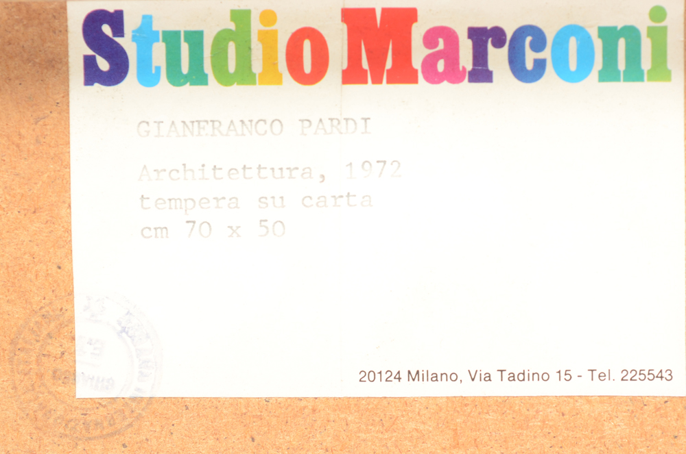 Gianfranco Pardi — Studio Marconi label at the back