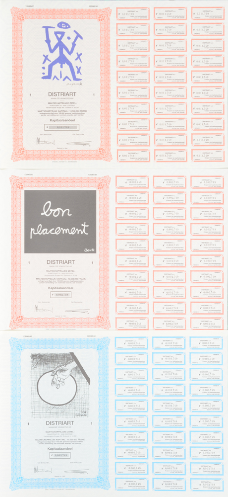 'Distriart' collection of 16 shares and illustrations — Examples of the shares/illustrations of the collection of 'Distriart'. Numbers 11, 02, 03.