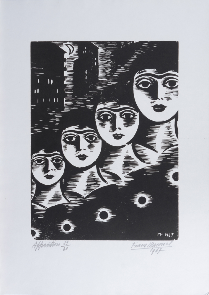 Frans Masereel — Gravure sur bois, influencée par le surrealisme, signée, justifiée et datée par l'artiste