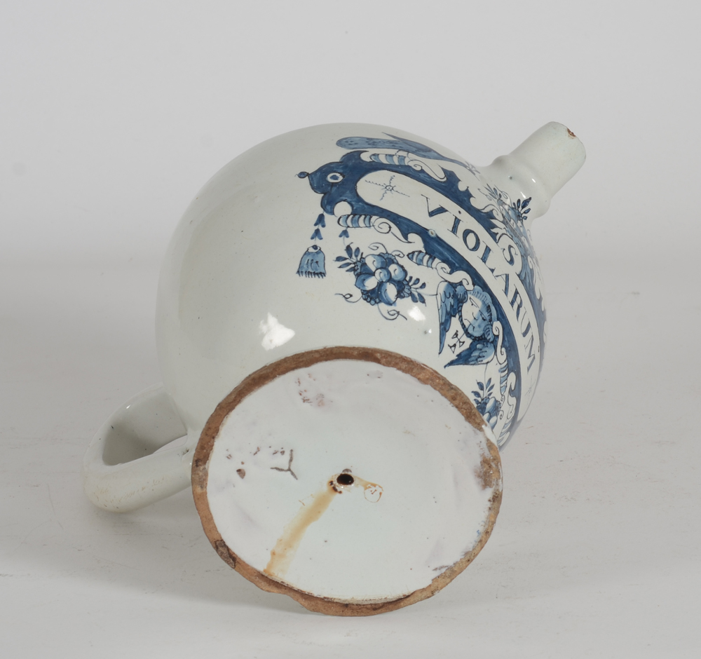 Delft Syrup Jar  — Foot showing a chip, no cracks visible