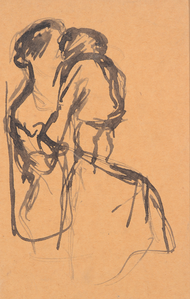 Maurice Dupuis — Mère et enfant, dessin à l'encre