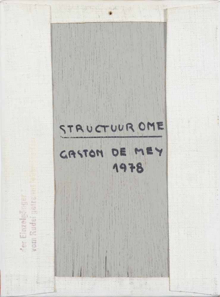 Gaston De Mey — Back of the work, with signature, title and date by the artist