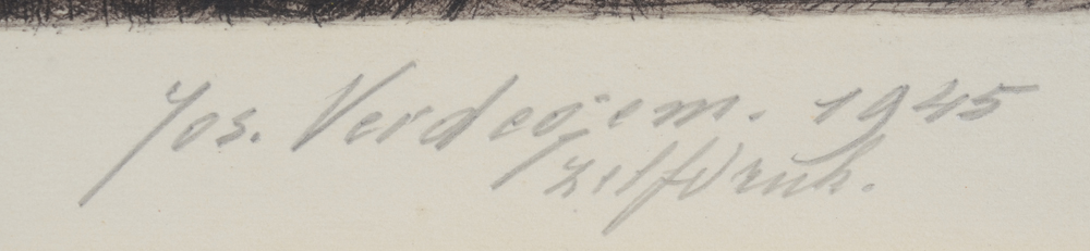 Jos Verdegem — Signature by the artist, date and mention 'zelfdruk' in pencil, bottom right