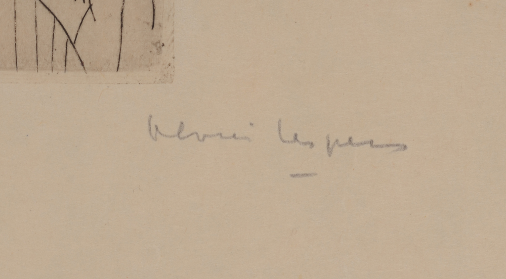 Floris Jespers Jeunesse Etching  — Signature of the artist on the bottom right of the etching in pencil.