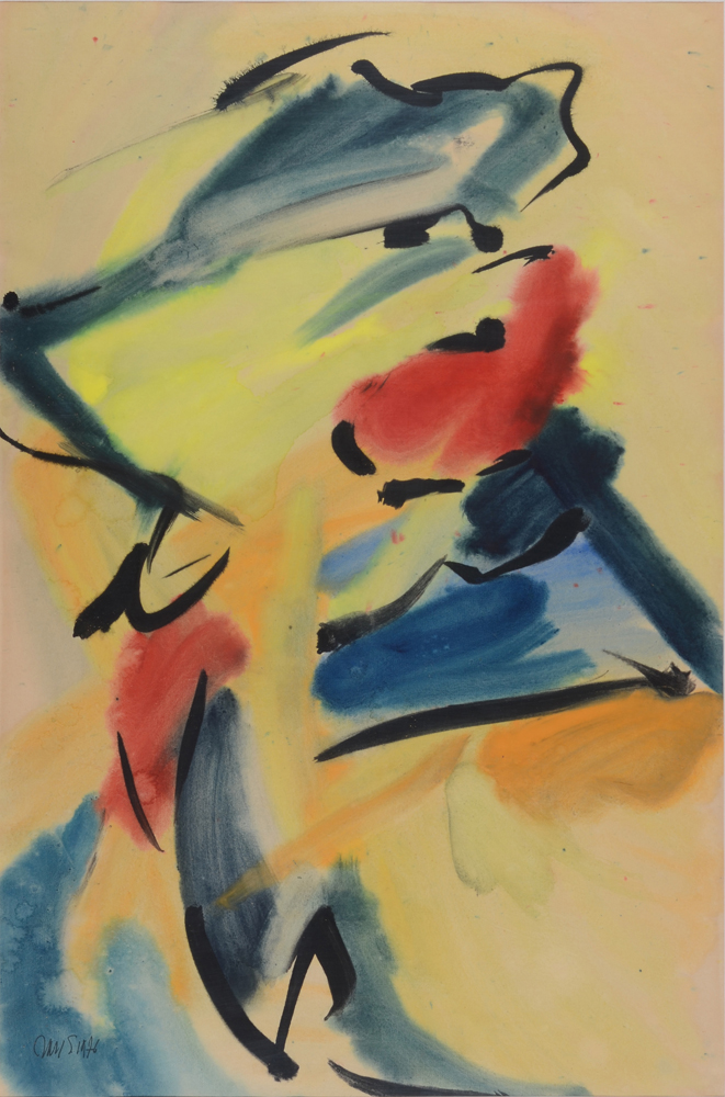 Jan Saverys — Grande aquarelle et encre de chine sur papier, signée et datée
