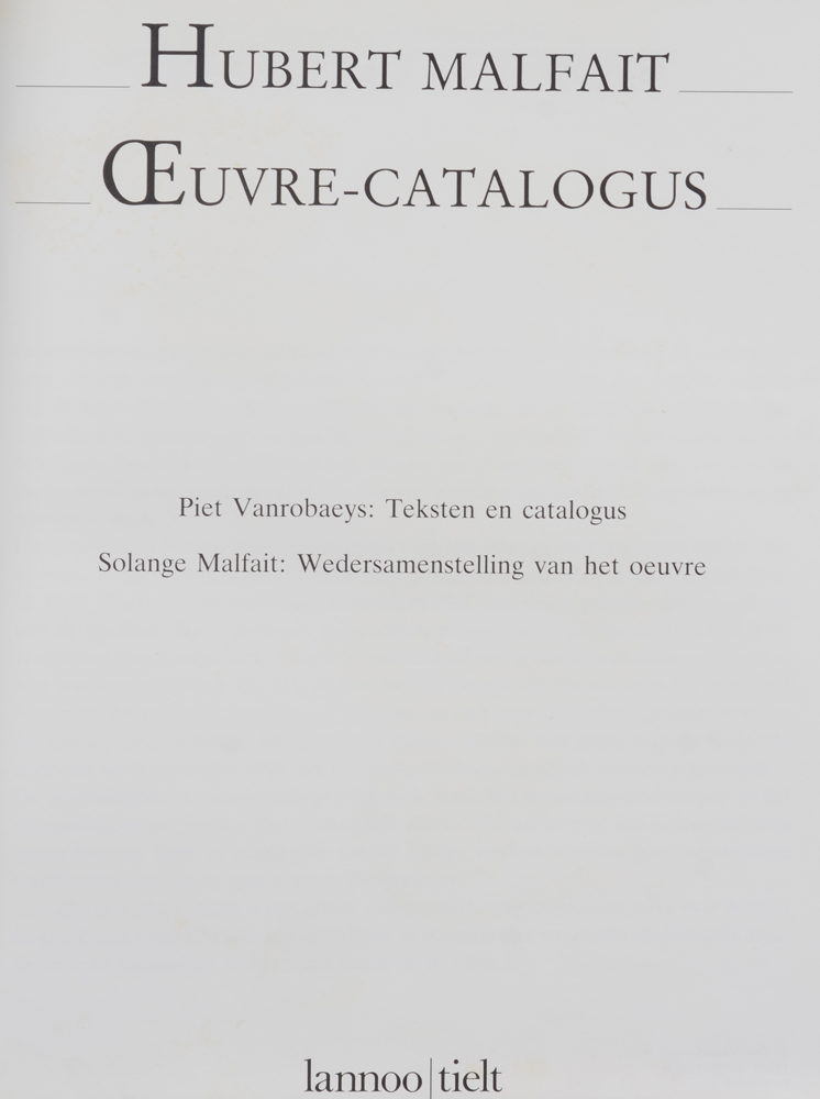 Solange Malfait and Piet Vanrobaeys Hubert Malfait — Voorblad van het boek