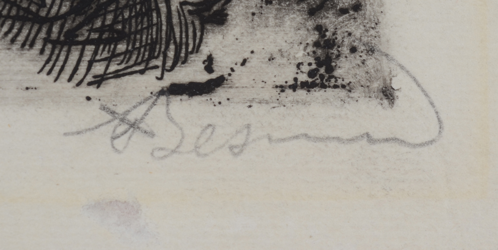 Paul-Albert Besnard 'Le coucher' etching.  — Signature of the artist written on the bottom right in pencil. 