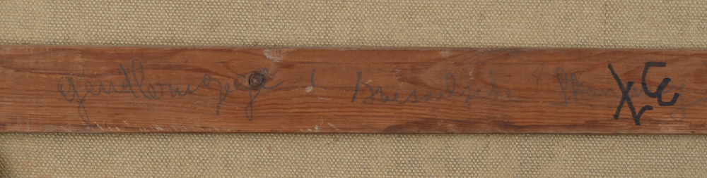 Pierre Vlerick — Inscription sur le châssis de peinture 'Gentbrugge'