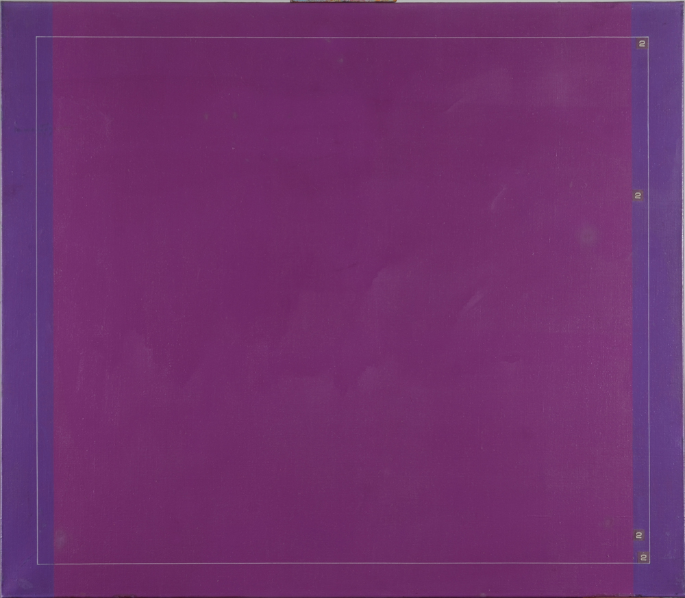 Léopold Leclercq '4 x 2' painting with collage 1972 — Peinture abstraite avec collage de Leclercq. Signé par l'artiste, date et titre également présents.