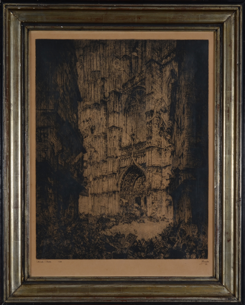 Jules De Bruycker La Cathédrale d'Anvers — Rare, first state of the etching dated 1929
