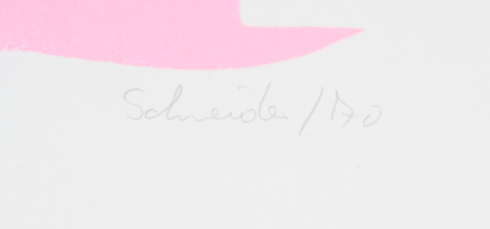 Jürgen Schneider 'Take the pil and do what you will!' screenprint 1970, signature — Signature of the artist and date written in pencil on the bottom right.