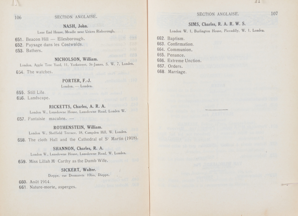 Ville de Gand - Catalogue 42e Exposition Salon de 1922 — the English section