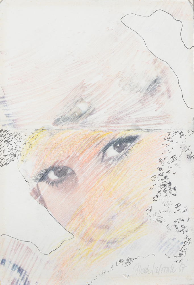 Frank Liefooghe — Portrait Pop Art, 1967, technique mixte sur papier, signée