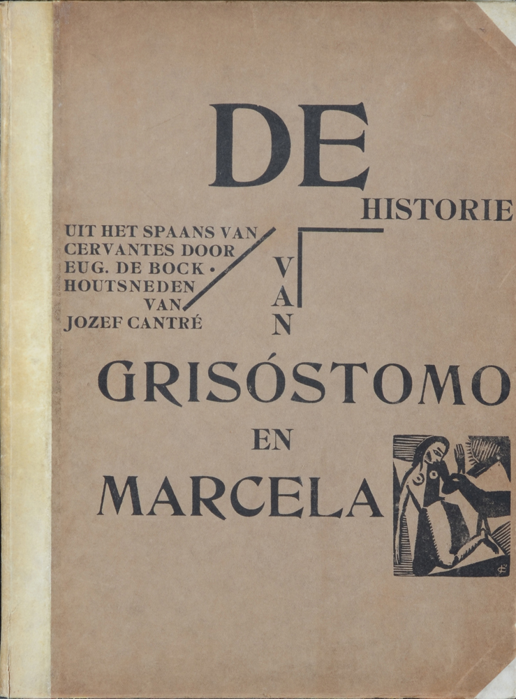 Jozef Cantré illustrated book — Couverture du livre, histoire d'après Cervantes, traduit en flamand, bois de Cantré, 1922