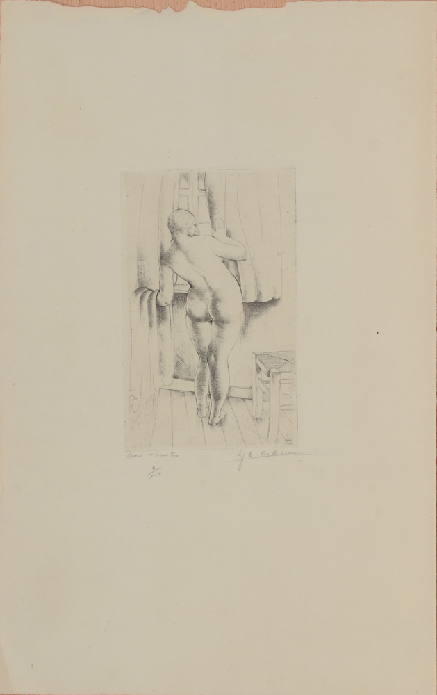 Gustaaf De Bruyne 'Aan't venster' etching — Eau-forte signée et justifiée par l'artiste, titre aussi présent.