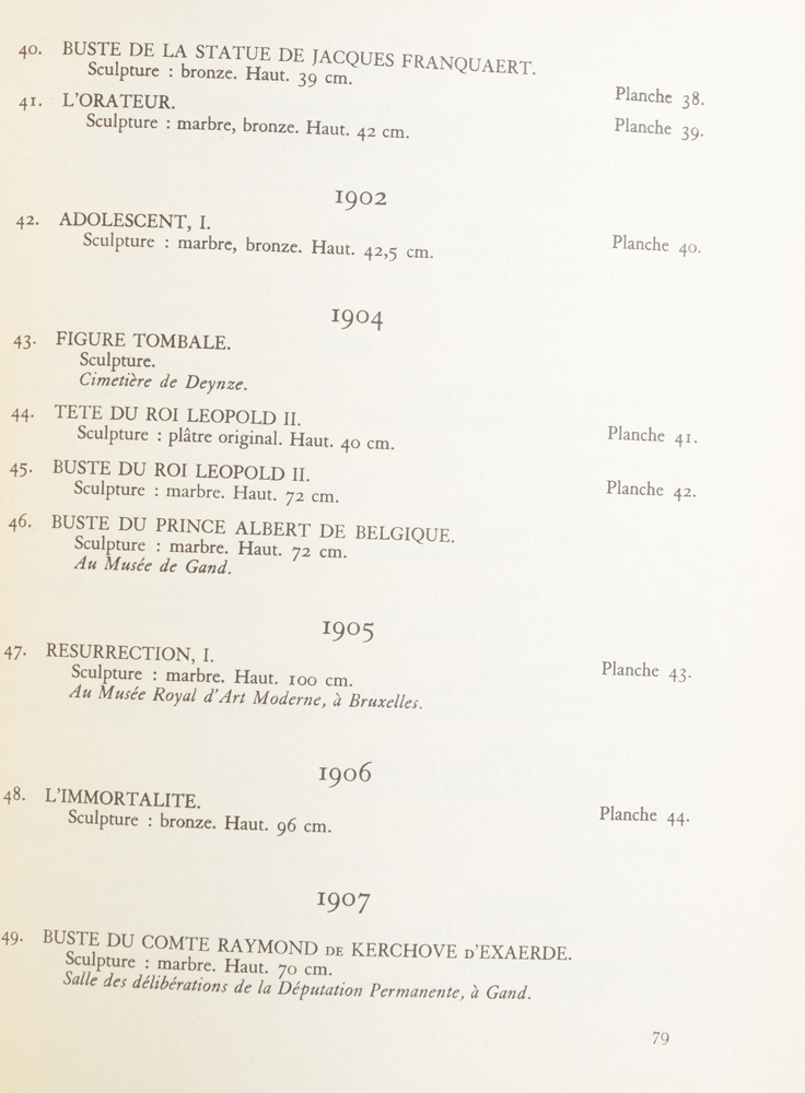 George Minne book by Leo Van Puyvelde 1930 — Catalogue of the sculptures up to 1930