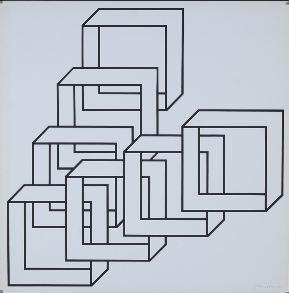 Albert Rubens — Composition aux carrés, 1971, sériegraphie originale signée, datée et justifiée