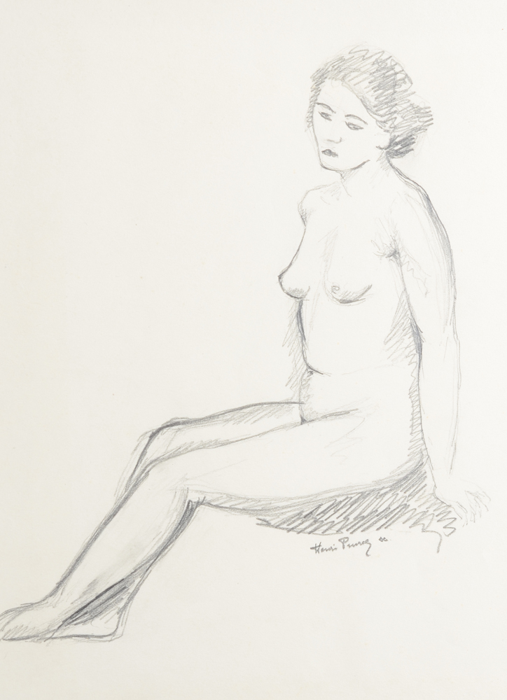 Henri Puvrez — Detail du dessin sur papier du sculpteur