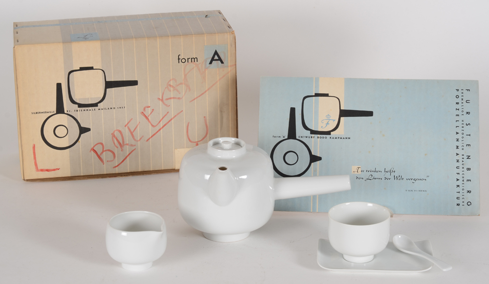 Bodo Kampmann for Fuerstenberg — Elegant service à thé en porcelaine pour 4 personnes, années 50-60