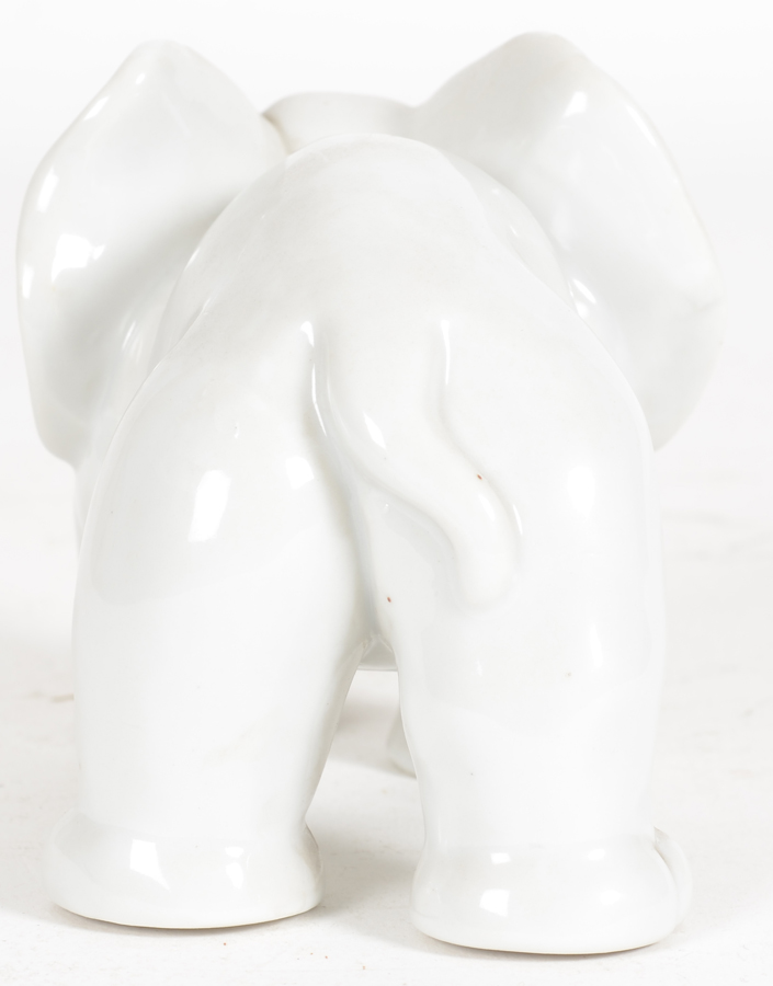 Small white porcelain elephant, 1940-1950's