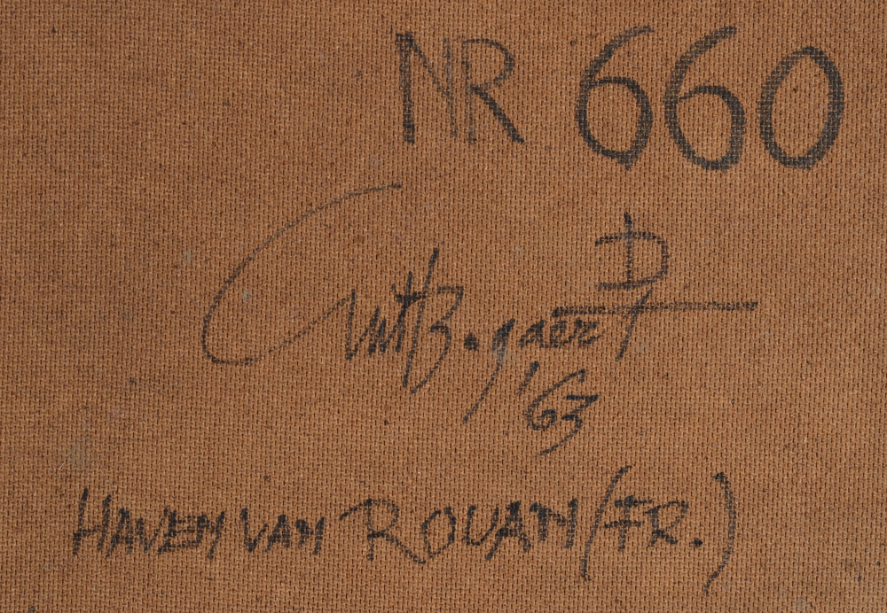 Toon Bogaert — Signature, date and title with the artists catalogue raisonné number at the back