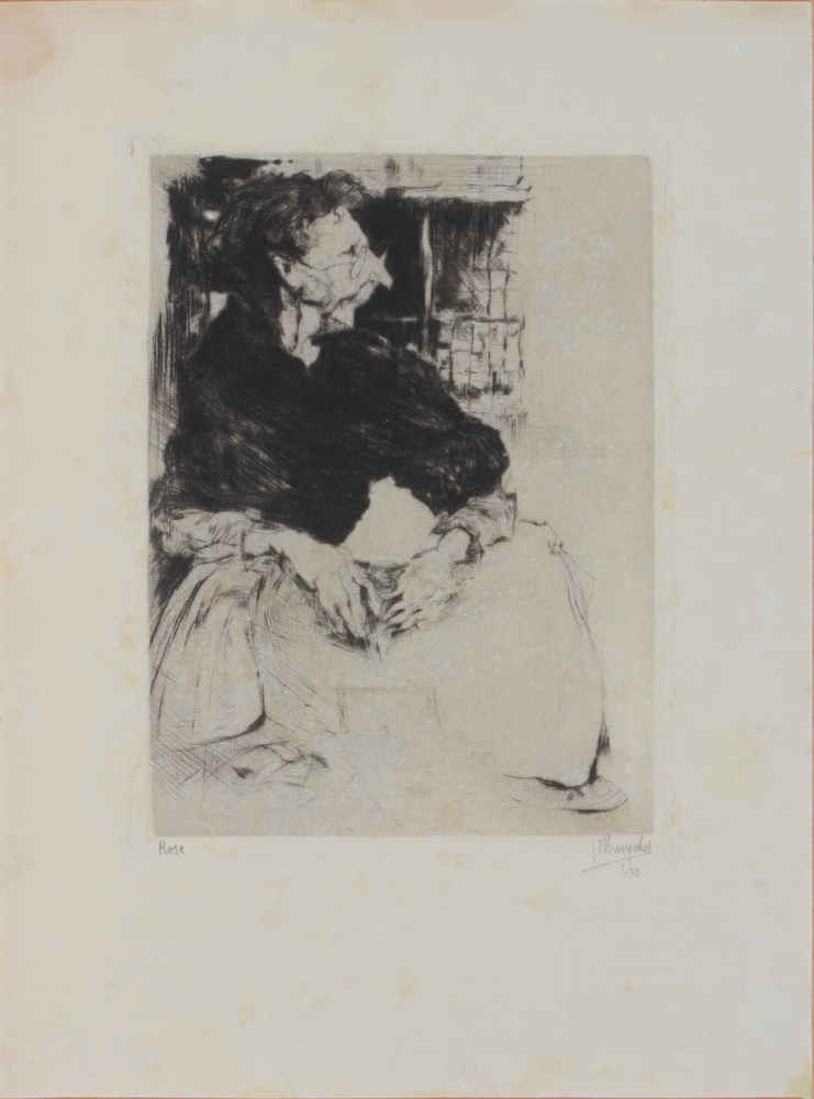 Jules De Bruycker 'Rose' drypoint from 1926 — Pointe-sèche rare de 1926, Signée et justifiée '1/30' ! par l'artiste.