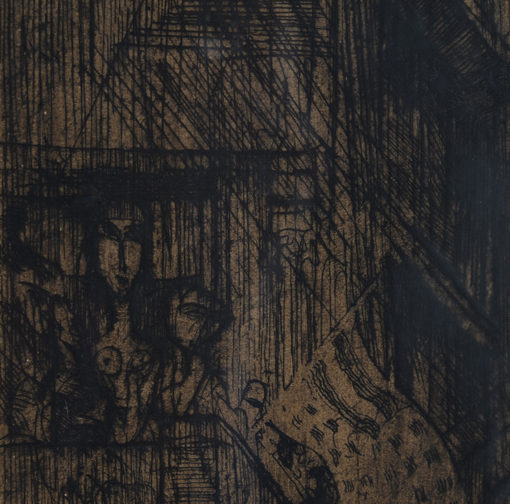 Jules De Bruycker La Cathédrale d'Anvers — Watchers  with a Modigliani like nudeon the balcony