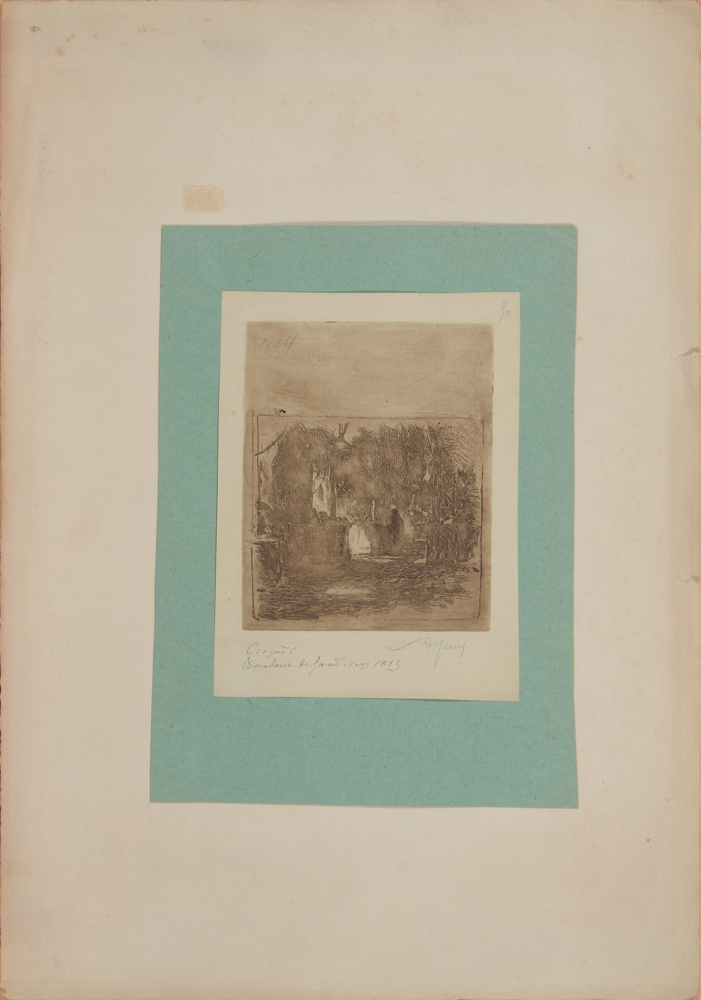 Armand Heins Coin de la Grande Boucherie à Gand Etching 1884  — Eau-forte de Heins figurant le 'Vleeshuis' à Gand.&nbsp; Signée par l'artiste.