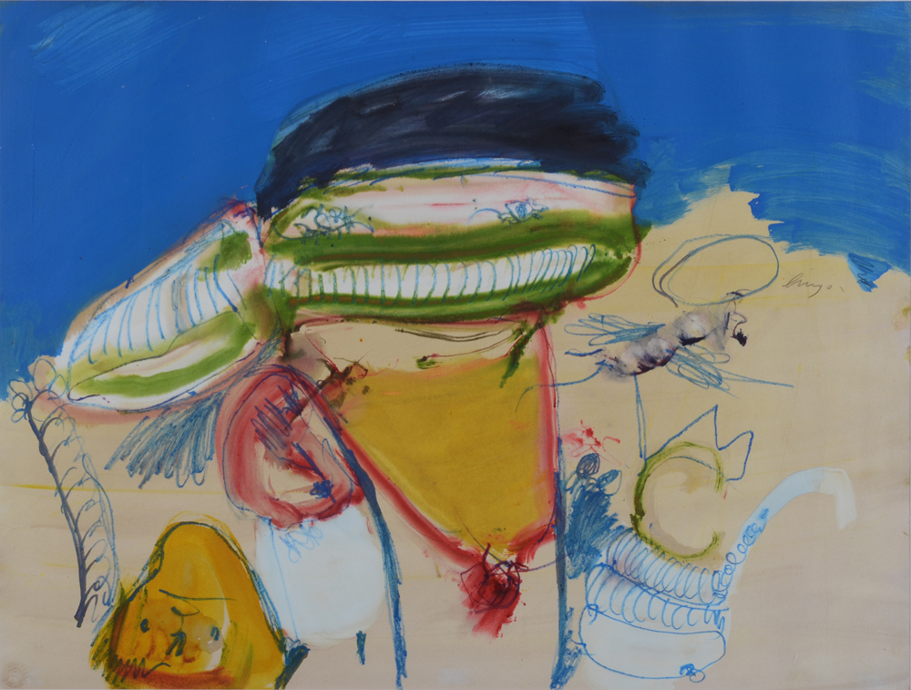 Hugo De Clercq — Rare aquarelle dans le style Cobra, ca. 1965