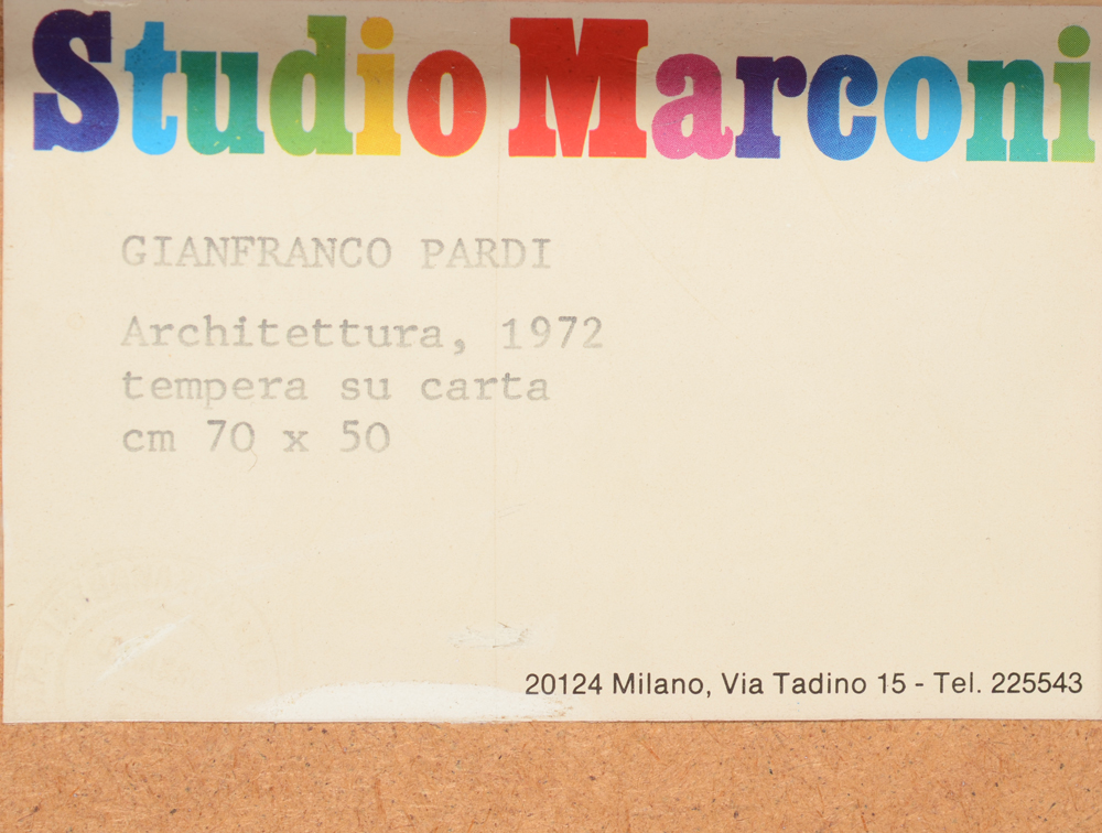 Gianfranco Pardi — Detail of the Studio Marconi label