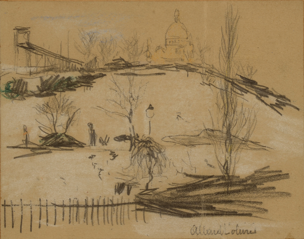 Allard l'Olivier — Beau petit dessin du Mont des Arts à Bruxelles avant la construction des immeubles actuels