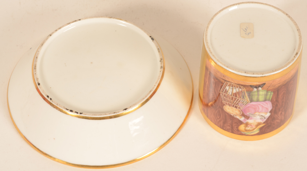 Allegorical porcelain cup and saucer — Bottom of the bases