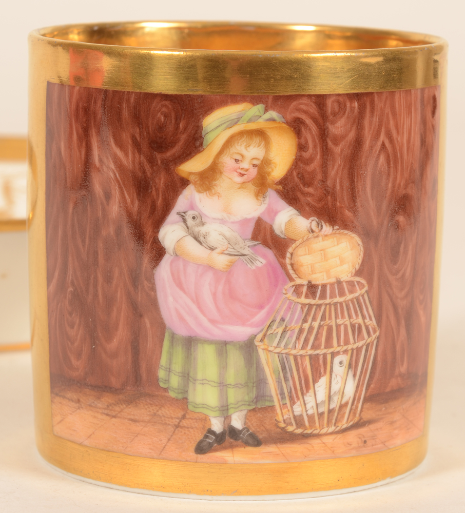 Allegorical porcelain cup and saucer — Detail of the painting on the cup