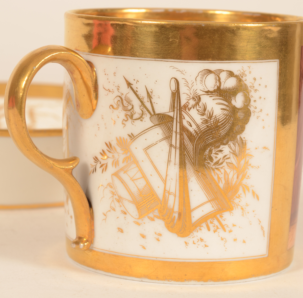 Allegorical porcelain cup and saucer — Side view of the paintings at the back of the cup