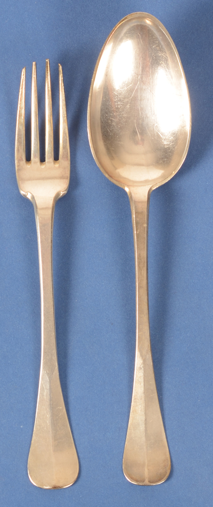 Antwerp Silversmith BE — Fourchette et cuillière à queue de rat, 18me en argent