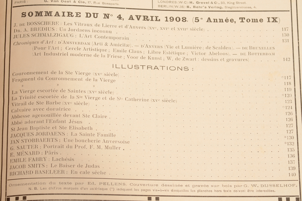 Art Flamand et Hollandais 1908 — Table of contents
