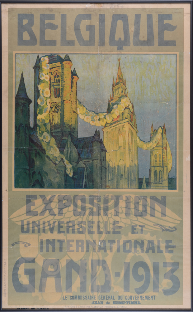 Maurice Sijs, an original and rare poster for the Ghent World Exhibition of 1913 — Rare affiche originale de l'exposition mondiale à Gand en 1913