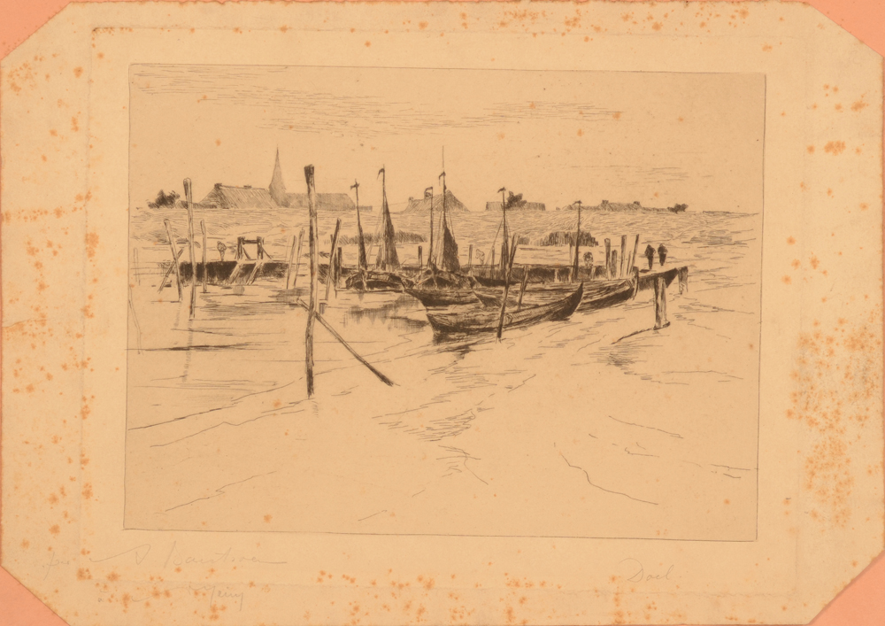 Albert Baertsoen — The etching with its margins, and with Heins' trademark cutting of the corners.
