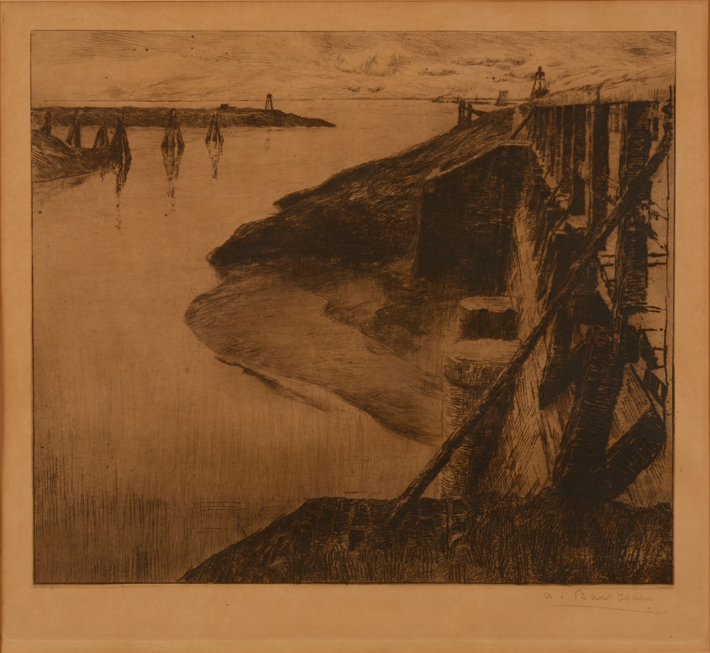 Albert Baertsoen Sluice at Terneuzen — Eau-forte l' Ecluse à Terneuzen, 1914