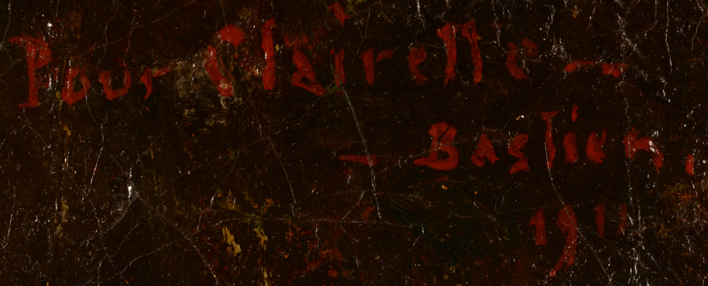 Alfred Bastien — Signature, dedication and date by the artist, top right.