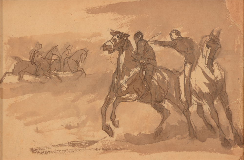 Wilfrid Beauquesne — Attribué à, beau lavis sur papier non signé