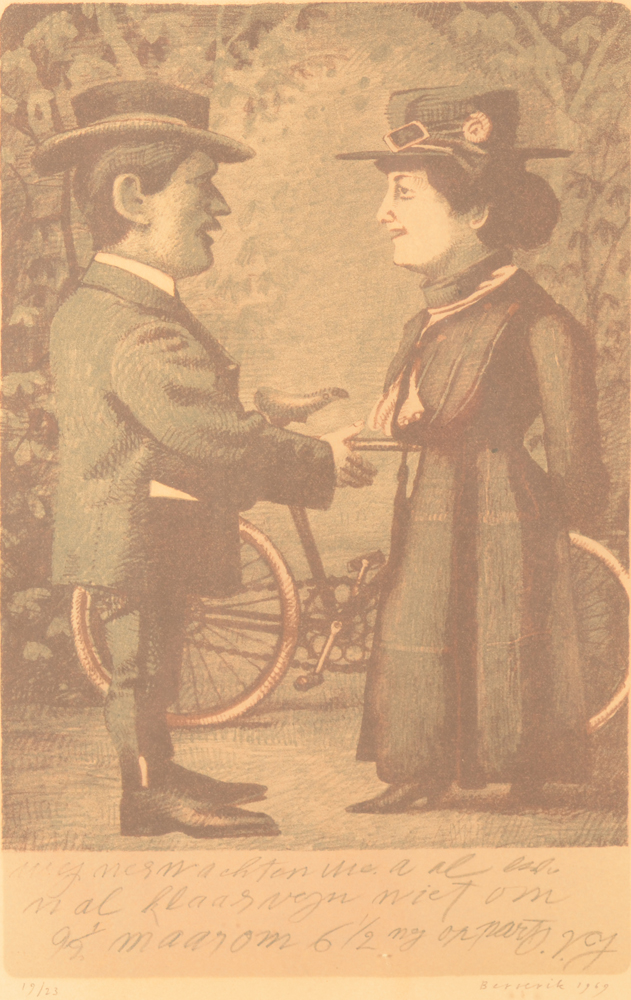 Hermanus Berserik the Bicycle — Colour lithography in an edition of 23, 1969<br>