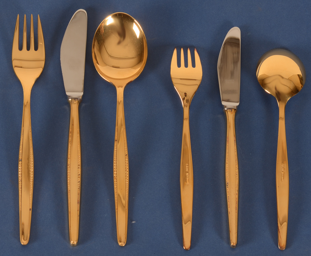 BMF 800 silver gilt canteen — Couvert complet pour 12 personnes en vermeil, années 1960